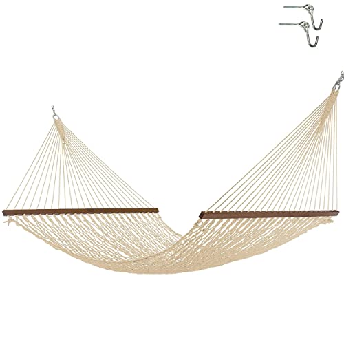Nags Head Hammocks NH15OT Admiral Oatmeal Duracord Rope Hammock with Free Extension Chains  Tree Hooks Handcrafted in The USA Accommodates 2 People 450 LB Weight Capacity 13 ft x 65 in